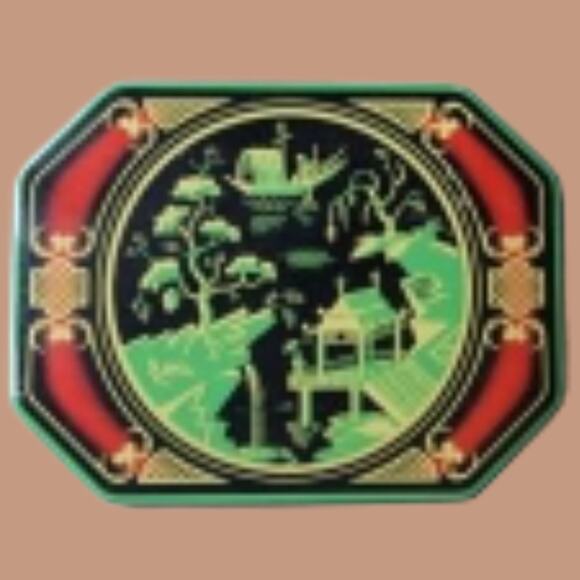 Vintage 1950s Chinoiserie Hinged Lid Tin Canister for Bristow of Devon Candies - Picture 3 of 6